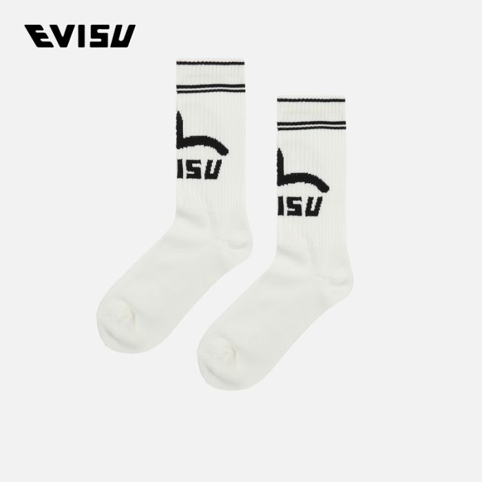 EVISU  23SS男士小海鸥及商标提花长袜 2EAHTU2SC831XXCXOWHT