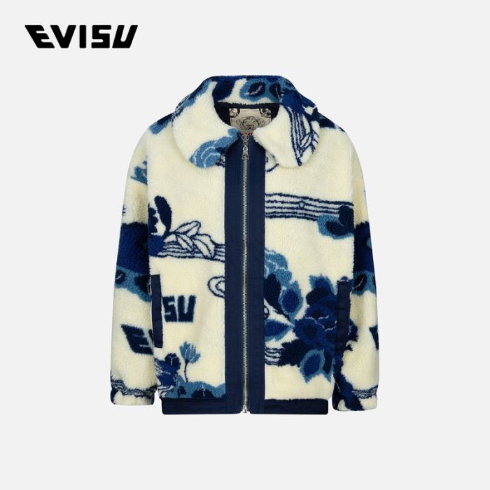 EVISU  23AW女士拼色花卉提花落肩拉链外套 2EAHTW3JK4004DPSQMULT