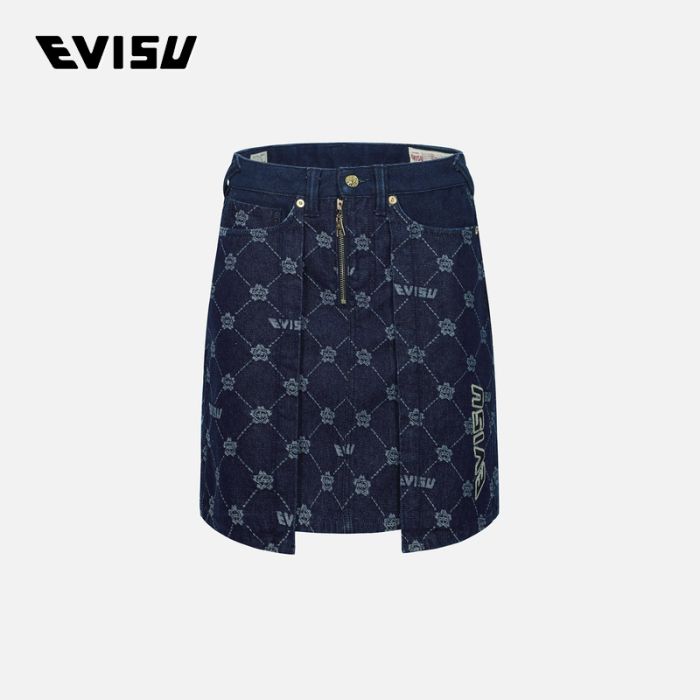 EVISU  23AW女士满地商标和家花印花短裙 2EAHTW3SK4021XXDNINDD