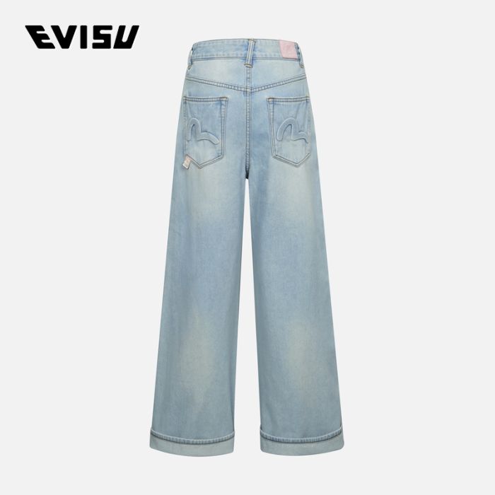 EVISU  24AW女士海鸥压花松身阔腿牛仔裤 2EAHTW4JE4041BGDNINDL