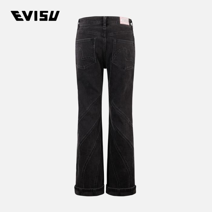 EVISU 24AW女士流线条车缝时尚版型喇叭牛仔裤 2EAHTW4JE4107FFDNBLDM