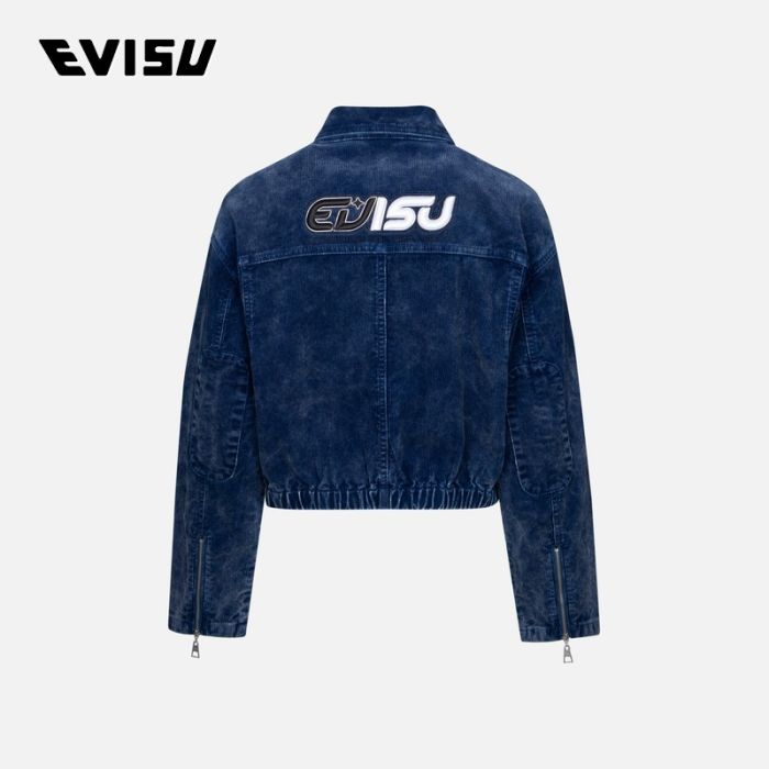 EVISU  24AW女士商标刺绣时尚版型水洗灯芯绒牛仔外套 2EAHTW4JK4106FFCTINDM