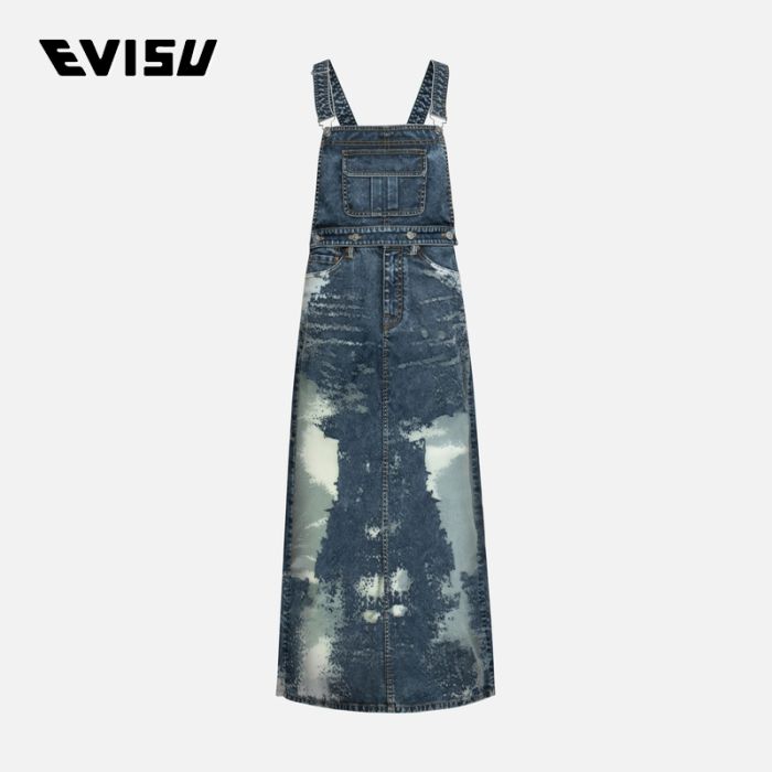 EVISU  24AW女士海鸥刺绣时尚版型烧花牛仔连衣裙 2EAHTW4KL4024FFDNINDM