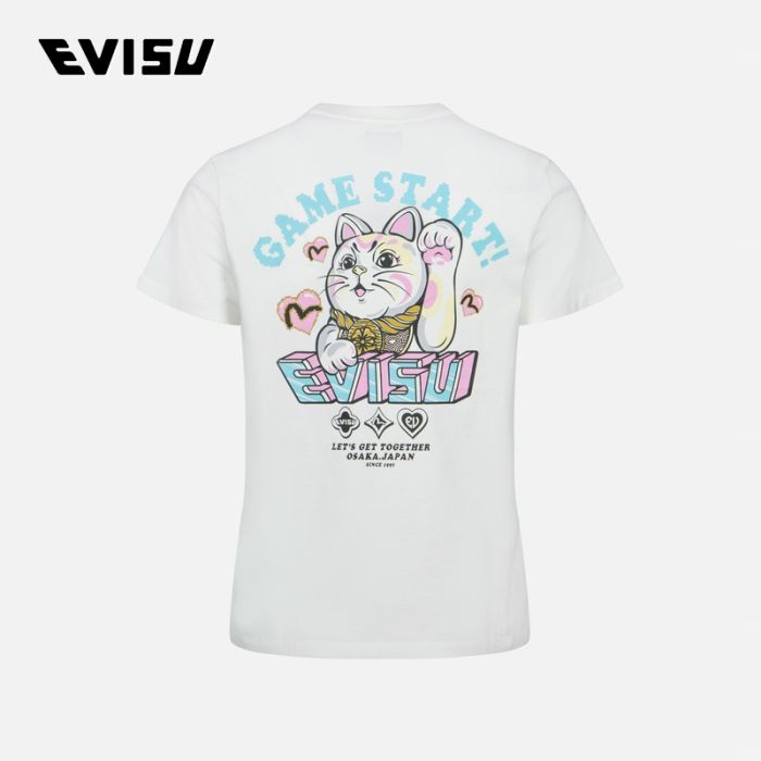 EVISU  24AW女士招财猫印花常规版型T恤 2EAHTW4TS4057XXCTWHTO