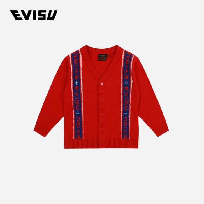 EVISU  23SS童装标志提花针织开衫 2EAKZB2CN410XXWLREDX