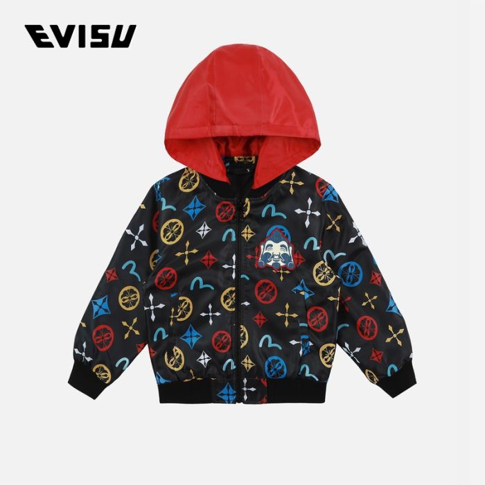 EVISU  23SS童装满地海鸥家花佛头贴布夹克外套 2EAKZB2JK720XXNYBKAO