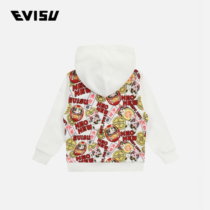 EVISU  23SS童装神社伙伴印花连帽卫衣 2EAKZB2SW311XXCTOWHT