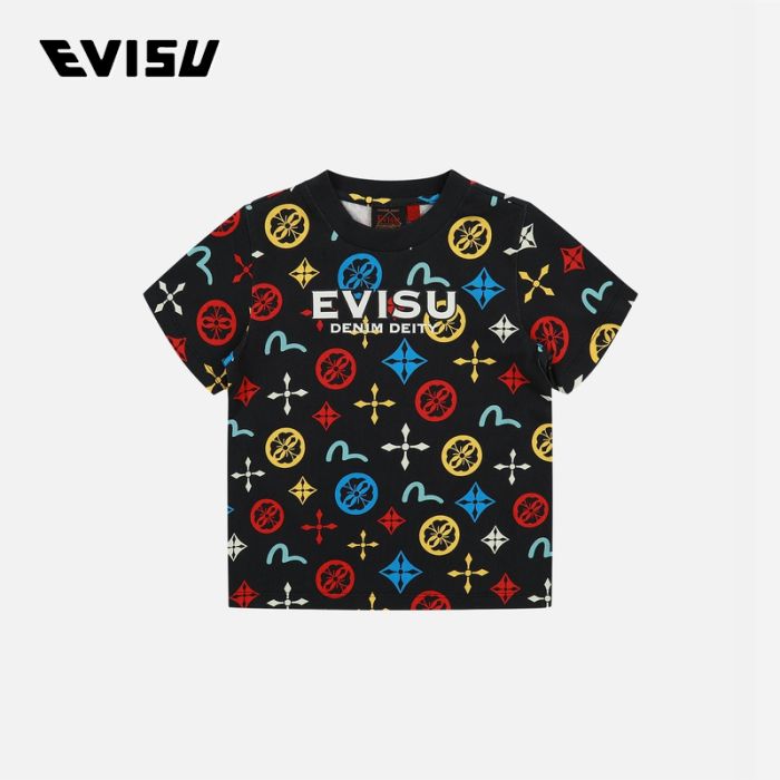 EVISU  23SS童装满地海鸥家花短袖 2EAKZB2TS510XXCTDNAO