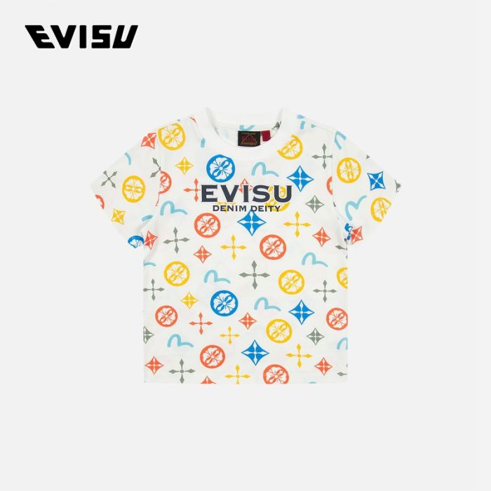 EVISU  23SS童装满地海鸥家花短袖 2EAKZB2TS510XXCTOWAO