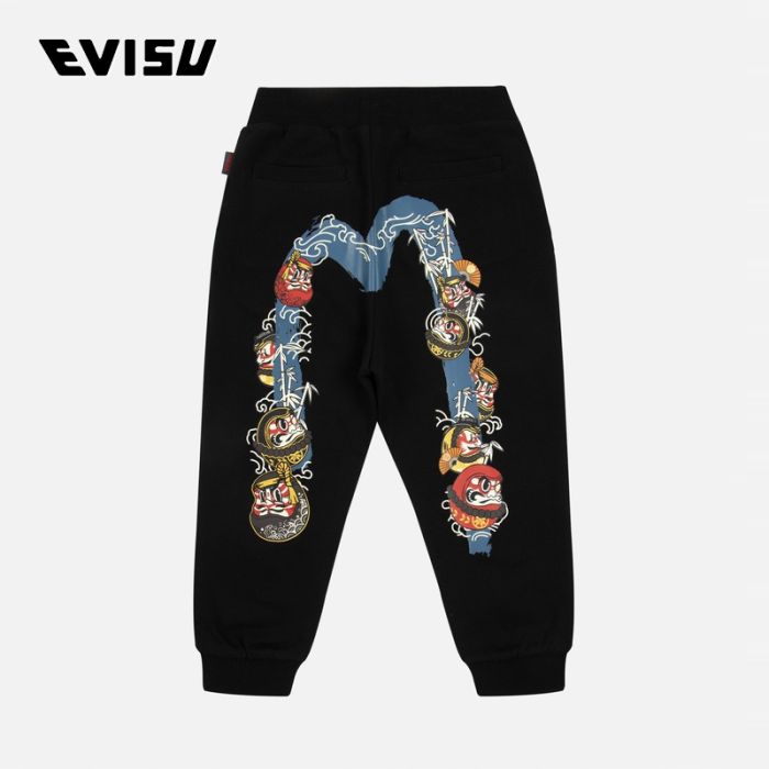 EVISU  23AW童装达摩大Ｍ印花直筒运动裤 2EAKZB3SP4524XXCTBLKX