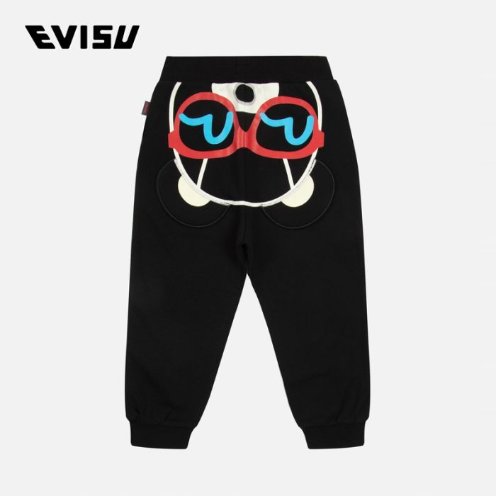 EVISU  23AW童装小熊大头印花直筒卫裤 2EAKZB3SP4527XXCTBLKX