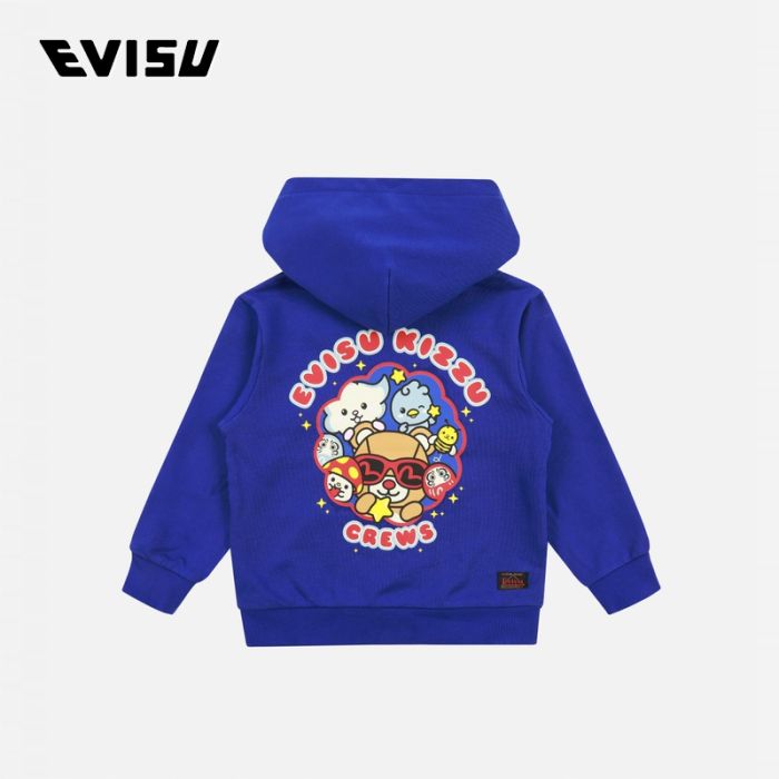 EVISU  23AW童装KIZZU Crews 图案印花常规版型拉链连帽卫衣 2EAKZB3SW4517XXCTRBLU