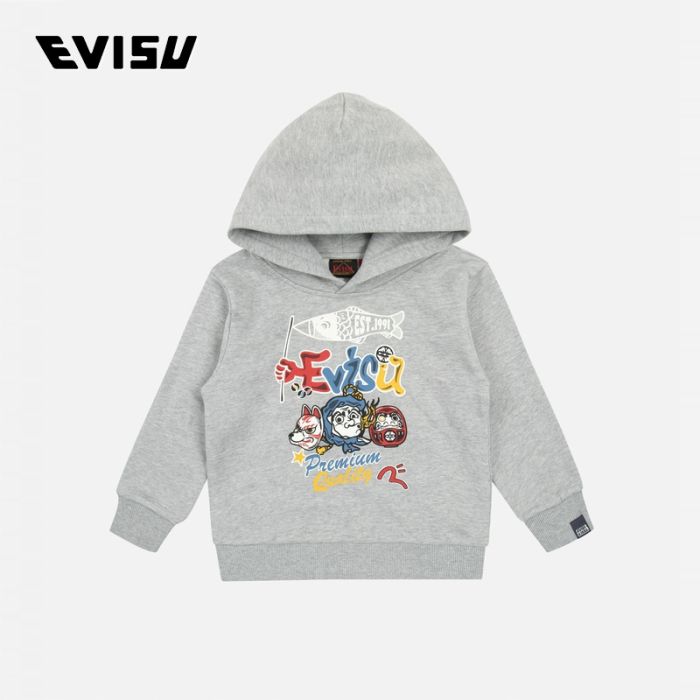 EVISU  23AW童装日向火男祭图案印花常规版型连帽卫衣 2EAKZB3SW4518XXCTHGYX