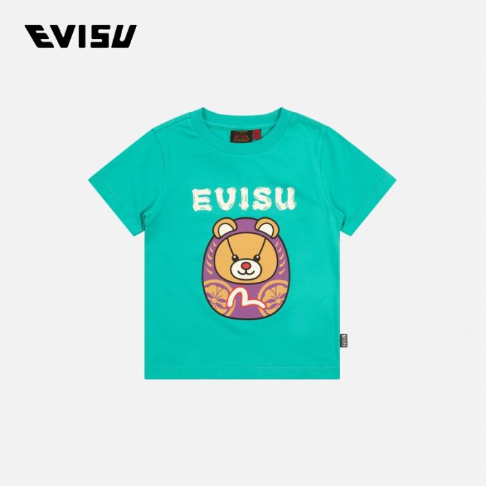 EVISU  23AW童装达摩小熊印花常规版型T恤 2EAKZB3TS4530XXCTTURX