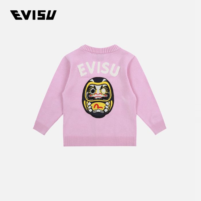 【4件7折】EVISU  23SS童装达摩贴布针织开衫 2EAKZG2CN421XXWLPINK