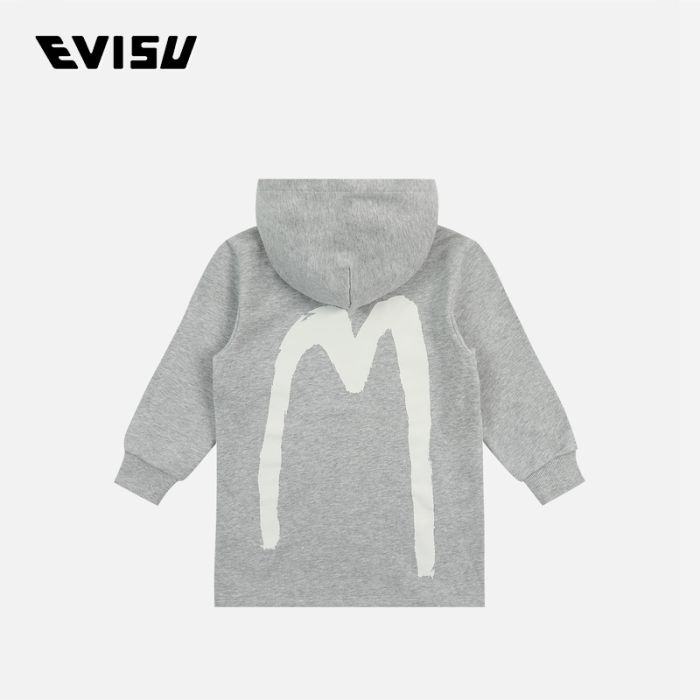 EVISU  23SS童装笔刷大M印花长版卫衣 2EAKZG2SW322XXCTHGRY