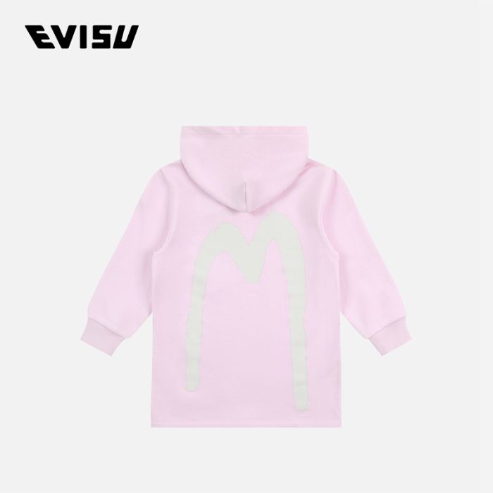 EVISU  23SS童装笔刷大M印花长版卫衣 2EAKZG2SW322XXCTPINK