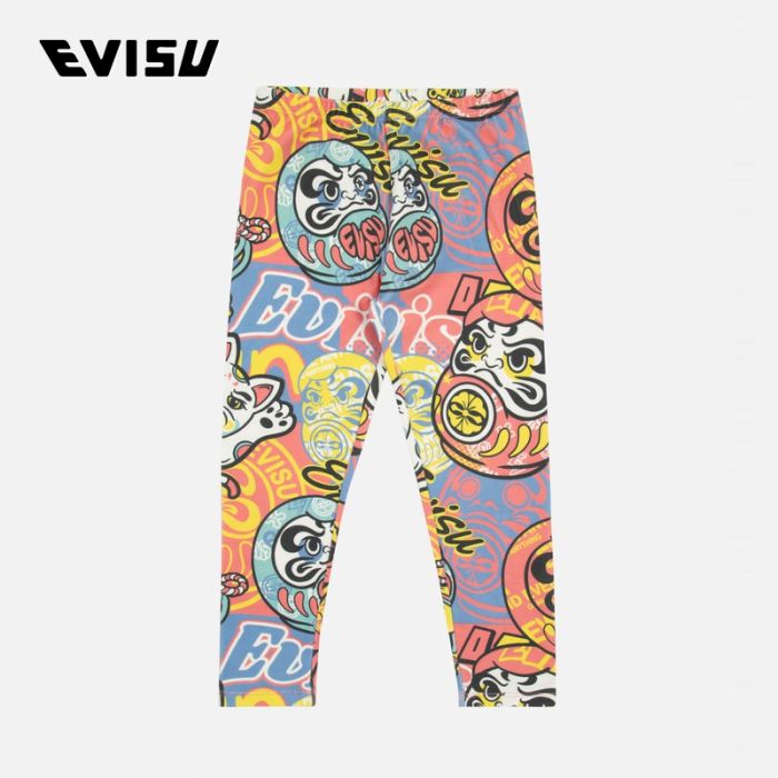 EVISU  23AW童装满地招财猫与达摩印花常规版型内搭裤 2EAKZG3LG4554XXCSMUTI