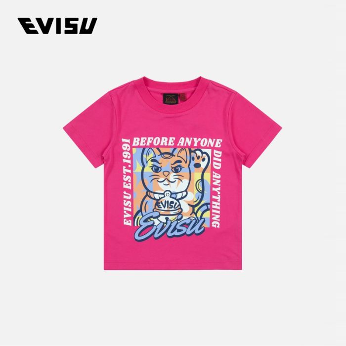 EVISU  23AW童装招财猫印花常规版型T恤 2EAKZG3TS4551XXCTFUCH