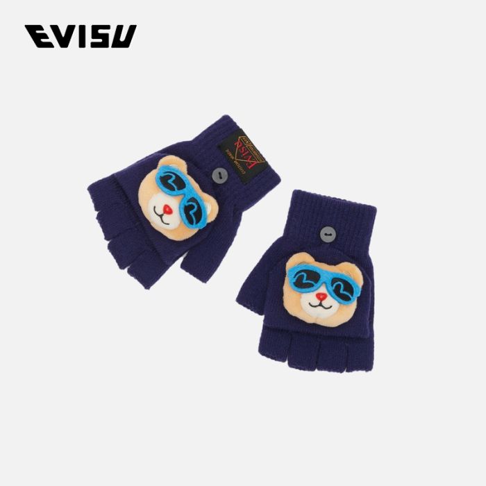 EVISU  23AW童装毛绒熊翻盖手套 2EAKZU3GL4583XXWLBLUD