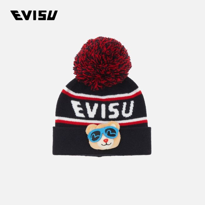 EVISU  23AW童装毛绒熊针织冷帽 2EAKZU3HT4582XXWLBLUE