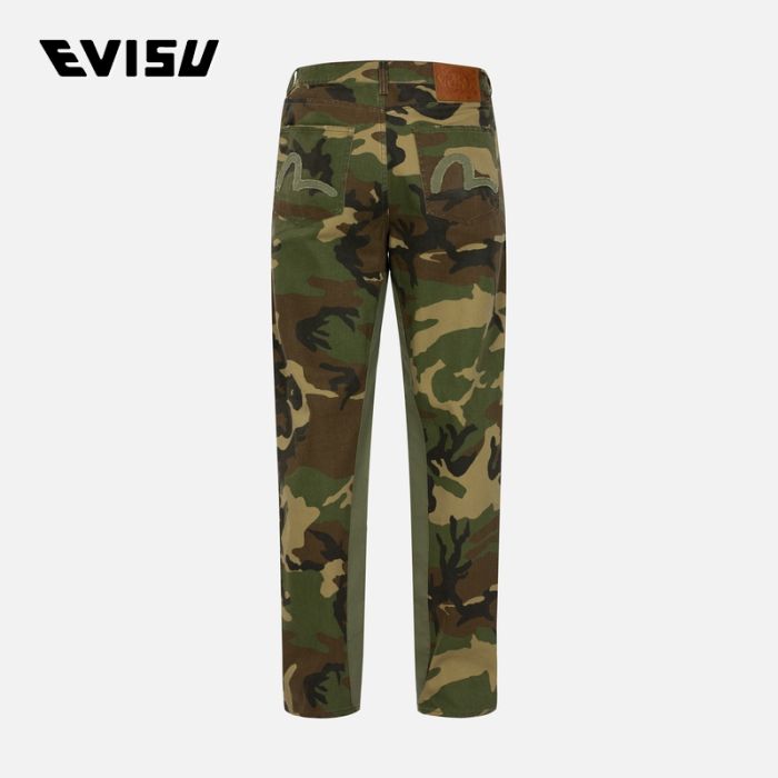 EVISU  24AW男士海鸥贴布刺绣松身阔腿伞兵工装裤 2EAMAM4PT1141BGCTCAMO