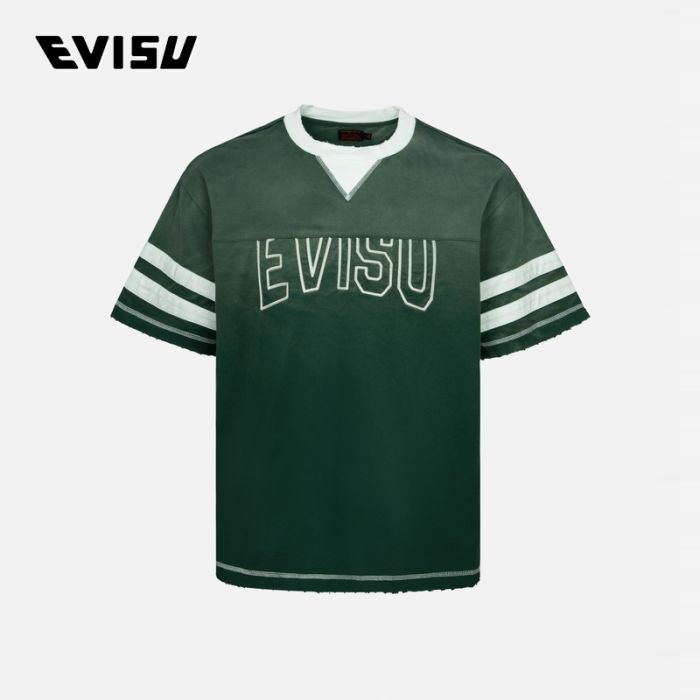 EVISU  24AW男士商标刺绣拼接宽松版型T恤 2EAMAM4TS1145BZCTGRND