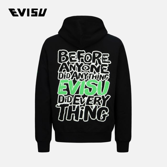 EVISU EVISU X RAZER 23SS男士RAZER X EVISU佛头及个性口号刺绣连帽卫衣 2EARZM2SW320RXCTBLKX