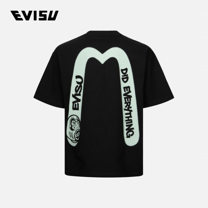 EVISU  24SS男士达摩及个性口号大M印花T恤 2ESEPM4TS1194LFCTBLKX