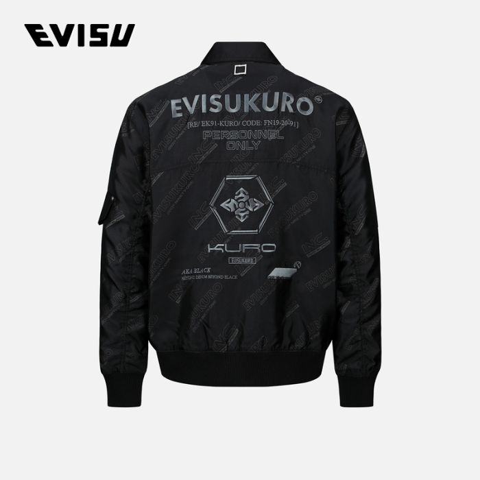 EVISU EVISUKURO 23SS男士满地标志海鸥刺绣夹克 2ESGNM3JK761OSPLBLKX