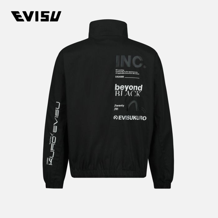 EVISU EVISUKURO 23SS男士Logo及个性口号刺绣宽松夹克 2ESGNM3JK762OSPCBLKX