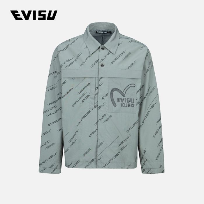 EVISU EVISUKURO 23SS男士满地Logo印花工装夹克 2ESGNM3JK764RXNYGYAO