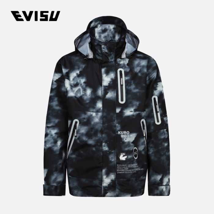 EVISU EVISUKURO 23SS男士满地数码印花连帽防风外套 2ESGNM3JK770RXPLAOPT