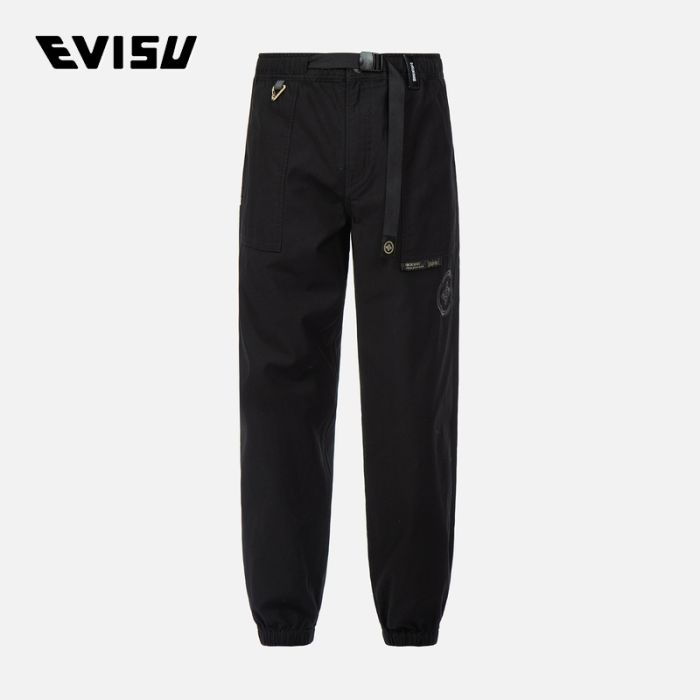 EVISU EVISUKURO 23SS男士Logo刺绣口袋束脚裤 2ESGNM3PO232XXCTBLKX