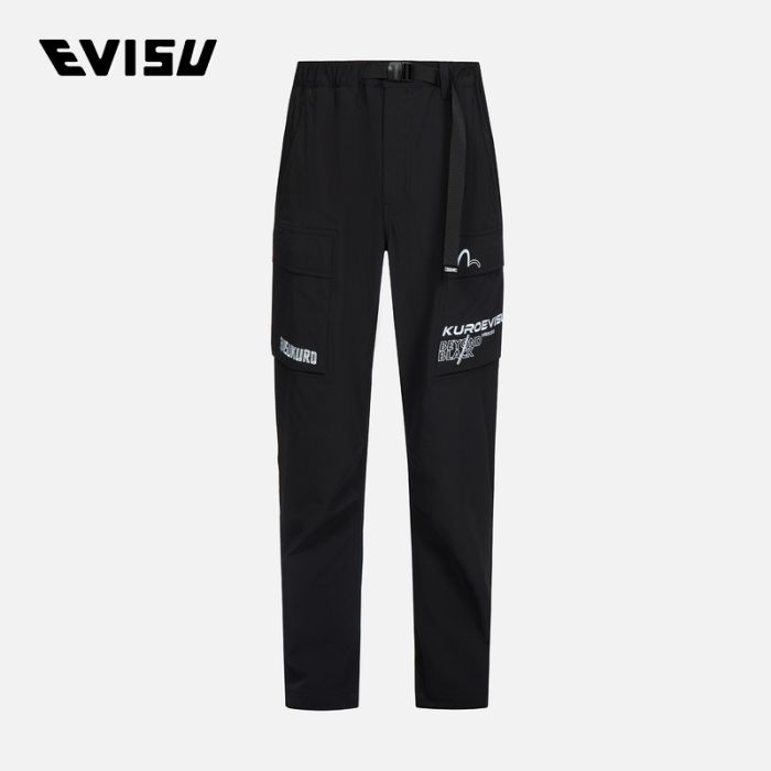 EVISU EVISUKURO 23SS男士商标刺绣修身工装裤 2ESGNM3PP250XXNSBLKX