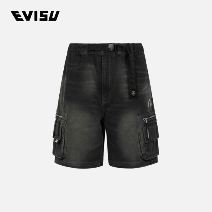 EVISU EVISUKURO 23SS男士海鸥标志刺绣口袋短裤 2ESGNM3SH221RXCTCHAX