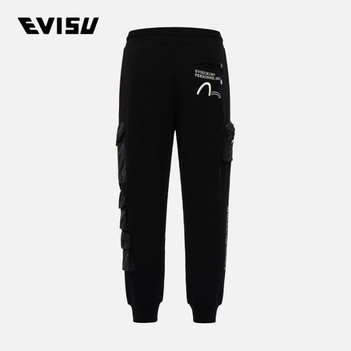 EVISU EVISUKURO 23SS男士多口袋标志印花卫裤 2ESGNM3SP431XXCTBLKX