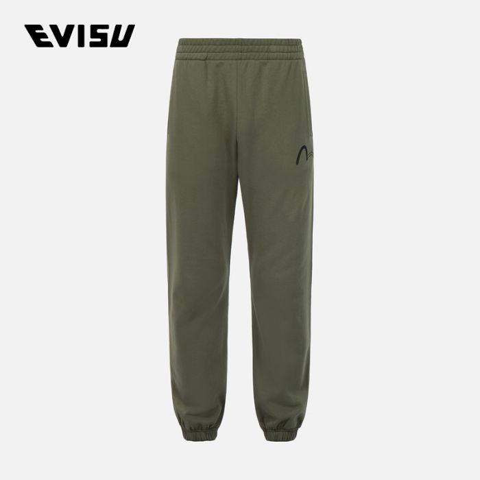 EVISU EVISUKURO 23SS男士Logo及个性口号印花卫裤 2ESGNM3SP433XXCTDPOL