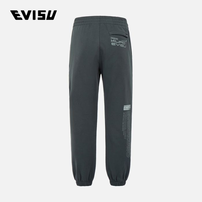 EVISU KURO 23AW男士Logo及个性口号印花卫裤 2ESGNM3SP433XXCTDKGY