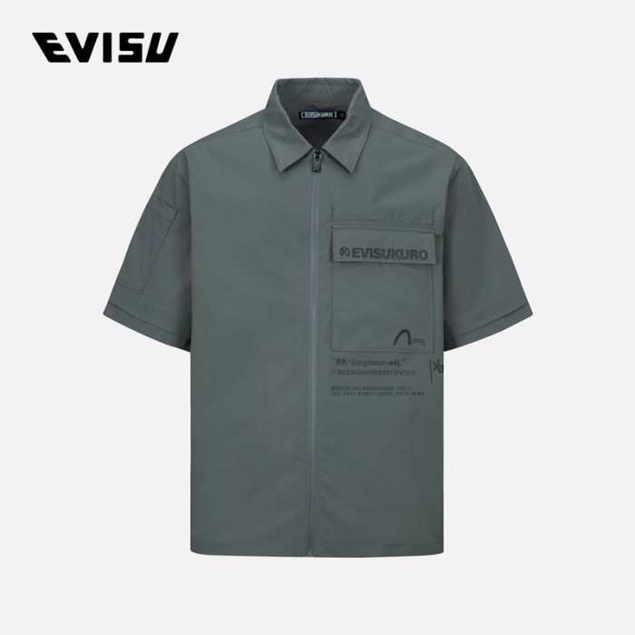 EVISU EVISUKURO 23SS男士商标印花拉链衬衫 2ESGNM3SS244RXPLDKGY