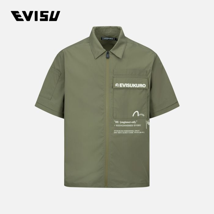 EVISU EVISUKURO 23SS男士标志标语拉链外套 2ESGNM3SS245RXPLDPOL