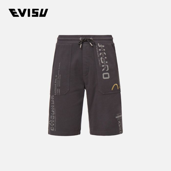 EVISU EVISUKURO 23SS男士Logo及个性口号印花短卫裤 2ESGNM3ST359XXCTCHAX