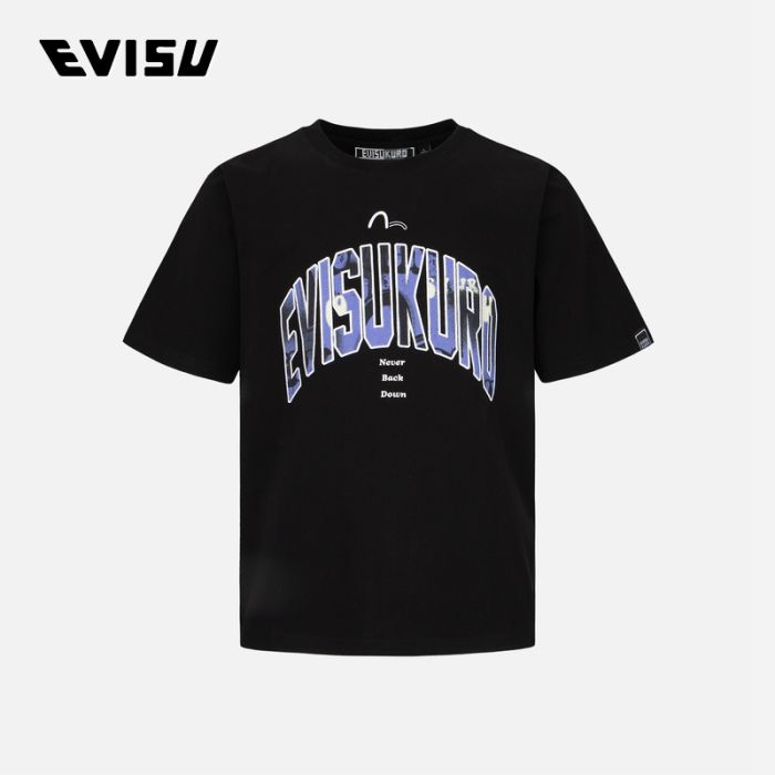 EVISU EVISUKURO 23SS男士涂鸦风格商标印花T恤 2ESGNM3TS582XXCTBLKX