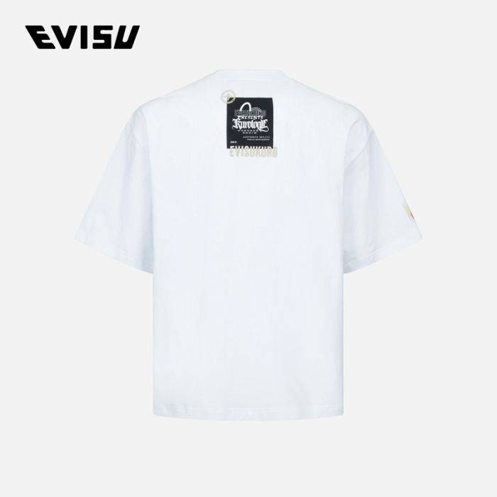 EVISU EVISUKURO 23SS男士手写式Logo标签T恤 2ESGNM3TS617RXCTBWHT