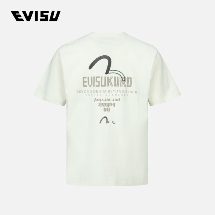 EVISU EVISUKURO 23SS男士金属色小海鸥刺绣T恤 2ESGNM3TS629XXCTCRAM