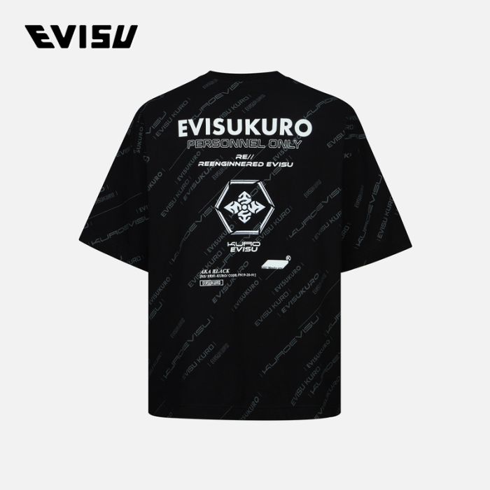 EVISU EVISUKURO 23SS男士满地Logo印花T恤 2ESGNM3TS638FFCTBLKX