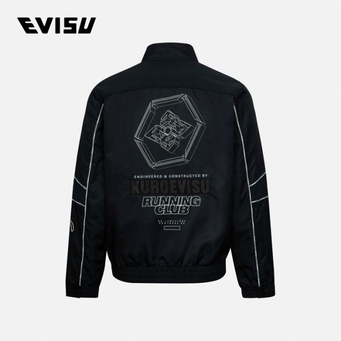 EVISU KURO 24SS男士立领机械感家花图案常规版型机车风外套 2ESGNM4JK5002XXSNBLKX