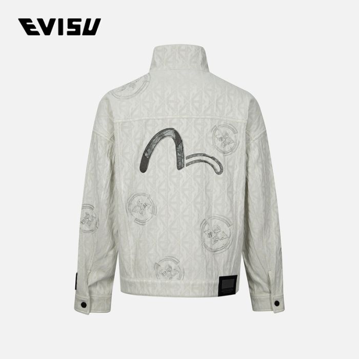 EVISU KURO 24SS男士满地商标提花宽版立领卡车外套 2ESGNM4JK5083OSCTBEGA