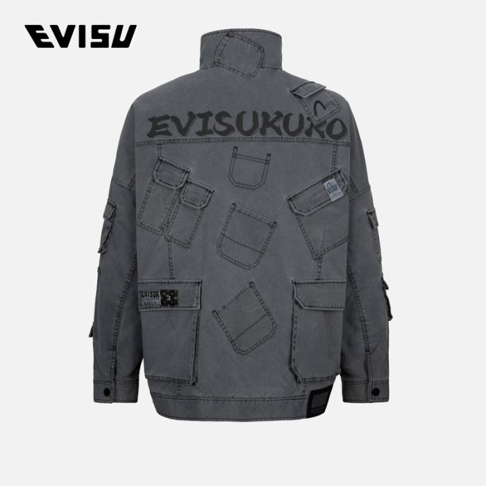 EVISU KURO 24SS男士多口袋超宽版工装夹克 2ESGNM4JK5170OSSNBLKX