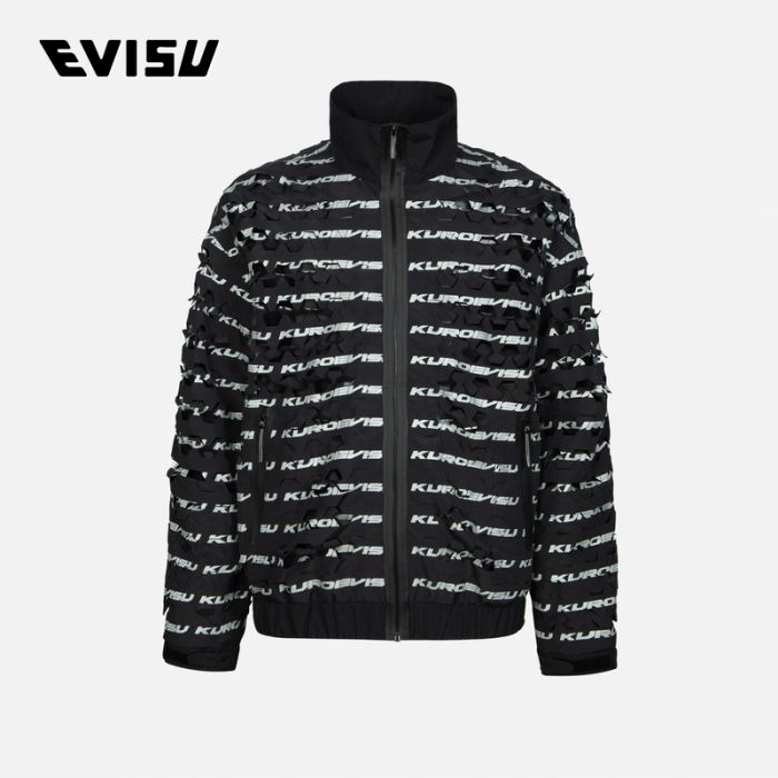 EVISU KURO 24SS男士六角形镭射切割满地印花宽版休闲外套 2ESGNM4JK5251RXSNBLKA